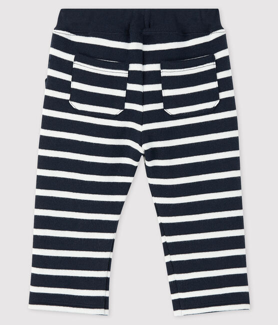 Pantalone a righe marinare bebè maschietto blu SMOKING/bianco MARSHMALLOW