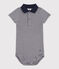 Body con colletto polo in cotone rigato a manica corta bebè blu SMOKING/bianco MARSHMALLOW