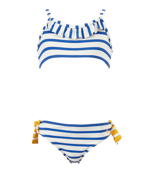 Costume da bagno bambina 2 pezzi bianco/blu