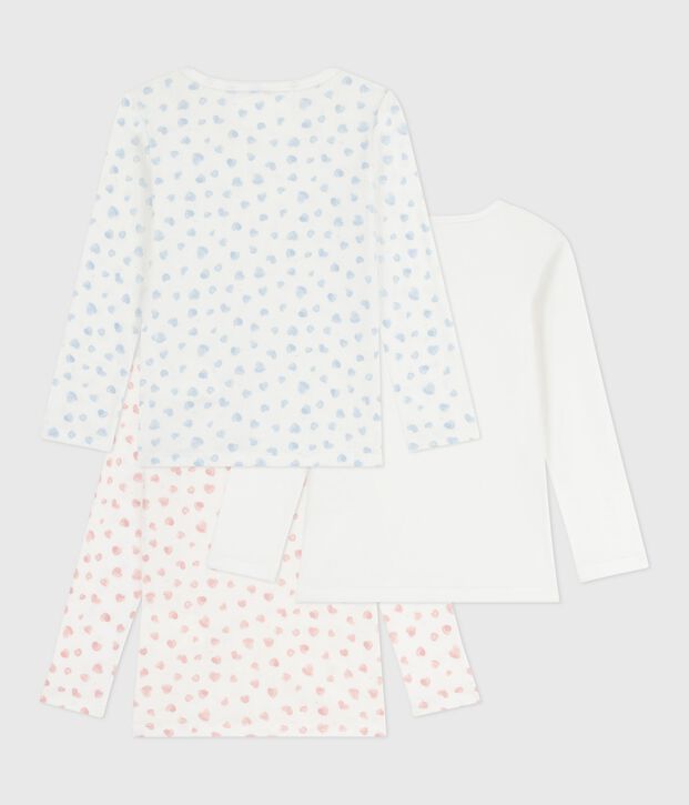 Set di T-shirt a maniche lunghe in cotone con stampa a cuori bambina multicolore