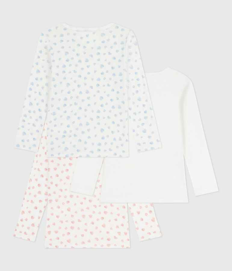 Set di T-shirt a maniche lunghe in cotone con stampa a cuori bambina multicolore