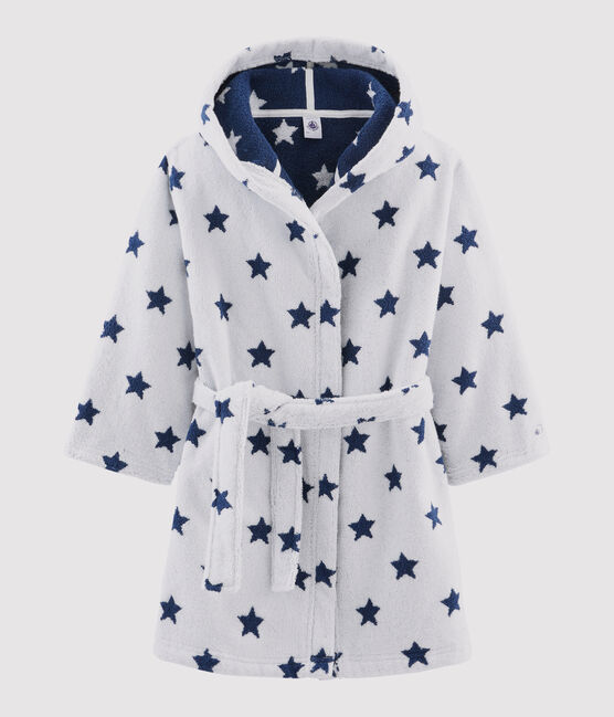Accappatoio bambino in spugna bianco MARSHMALLOW/blu MEDIEVAL