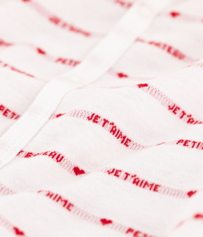 Tutina corta Petit Bateau je t'aime a costine. bianco/rosso