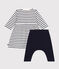 Abito e leggings in cotone neonato bianco MARSHMALLOW/blu SMOKING