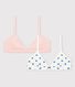 Confezione di 2 reggiseni a cuori ragazza in cotone ed elastam