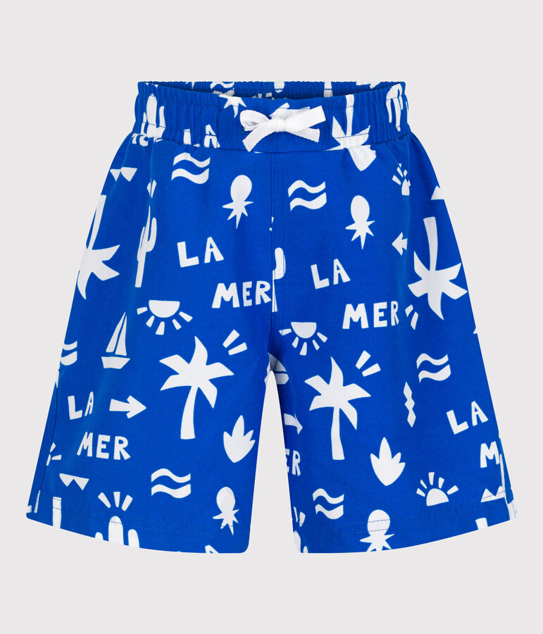 Shorts da mare bambino con stampa blu PORCELANA/ MARSHMALLOW