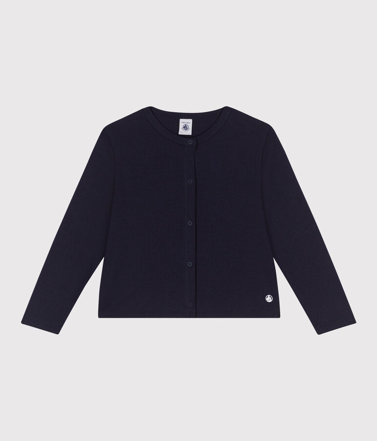 Cardigan in cotone tinta unita bambino blu
