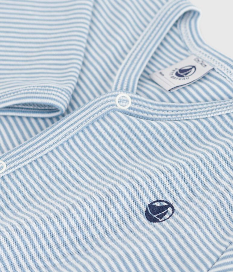 Pigiama senza piedini in cotone a righe neonato blu/bianco