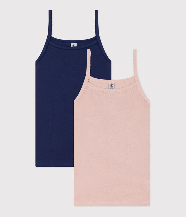 Canottiera con spalline in cotone traforato donna multicolore