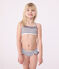Costume da bagno a 2 pezzi a righe bambina bianco MARSHMALLOW/blu MEDIEVAL