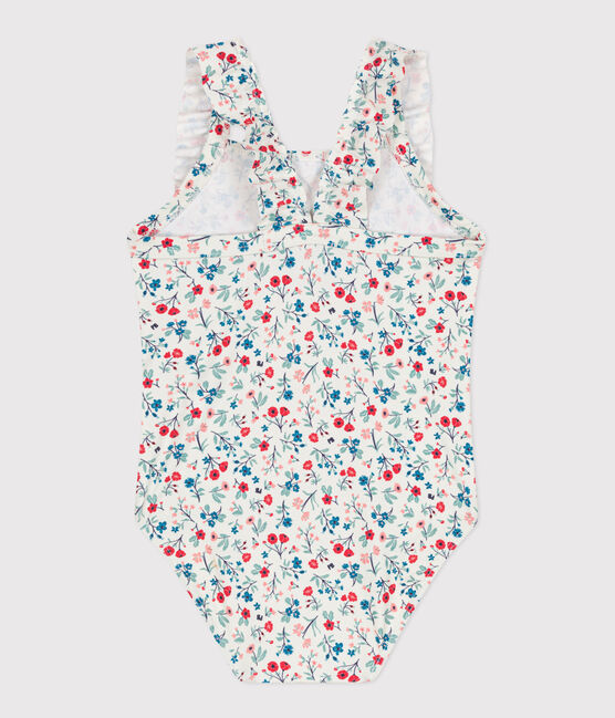 Costume da bagno intero con stampa floreale e volant neonato bianco MARSHMALLOW/bianco MULTICO