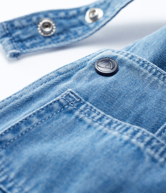 Salopette corta in demin chiaro bebè blu DENIM CLAIR