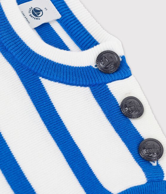 Pull marinaro in cotone Donna bianco MARSHMALLOW/blu DELFT