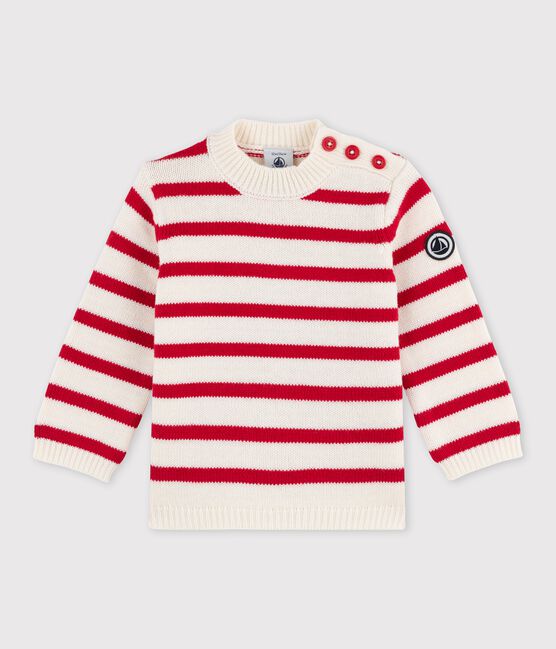 Pull in jersey bebè bianco MARSHMALLOW/rosso TERKUIT