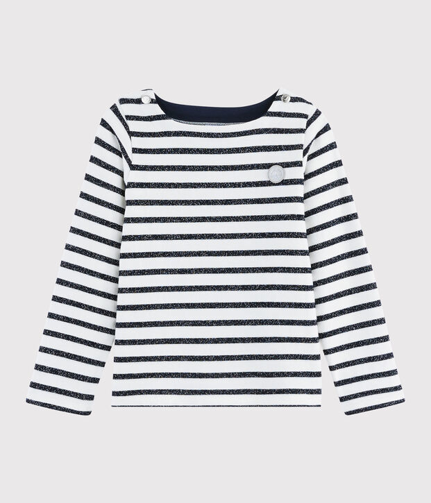 Marini&egrave;re in jersey bambina bianco/SMOKING ARGENT BRILLANT