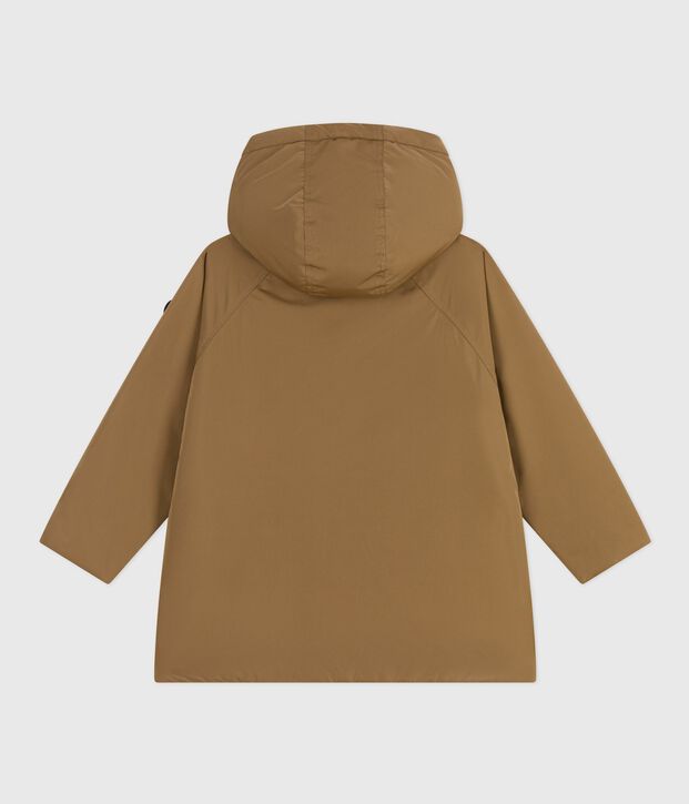 Parka bambino lunghezza midi tinta unita marrone