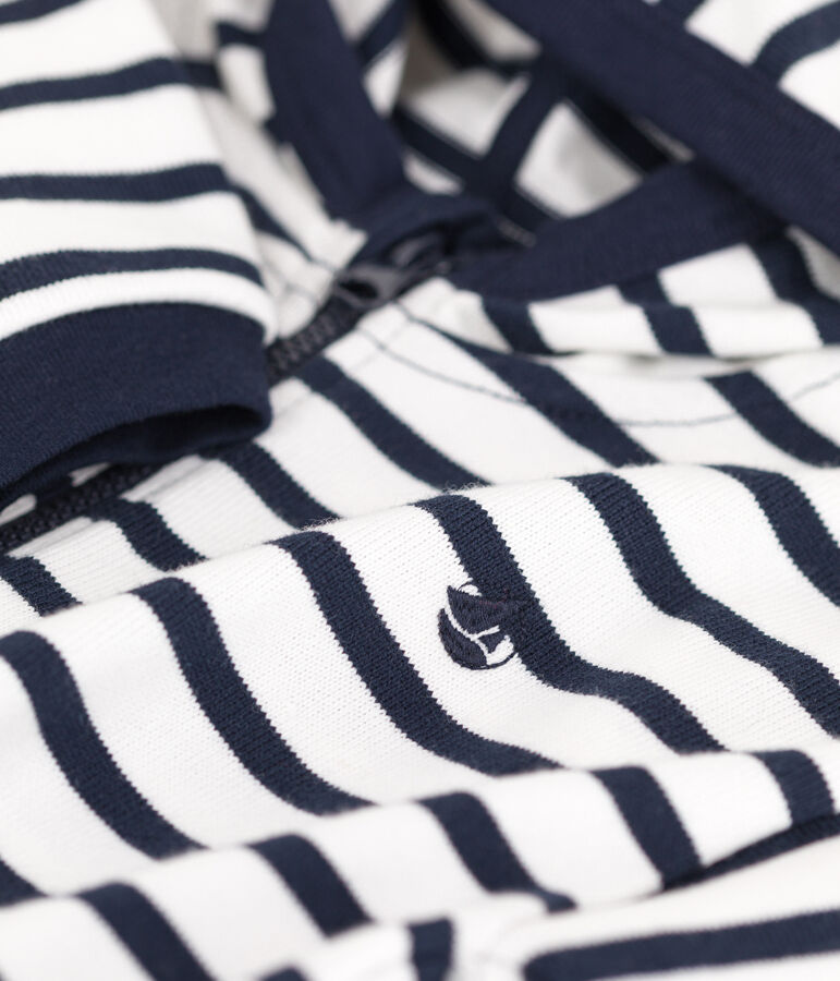 Sweatshirt &agrave; capuche b&eacute;b&eacute; ray&eacute; marini&egrave;re en jesey &eacute;pais bianco MARSHMALLOW/blu SMOKING