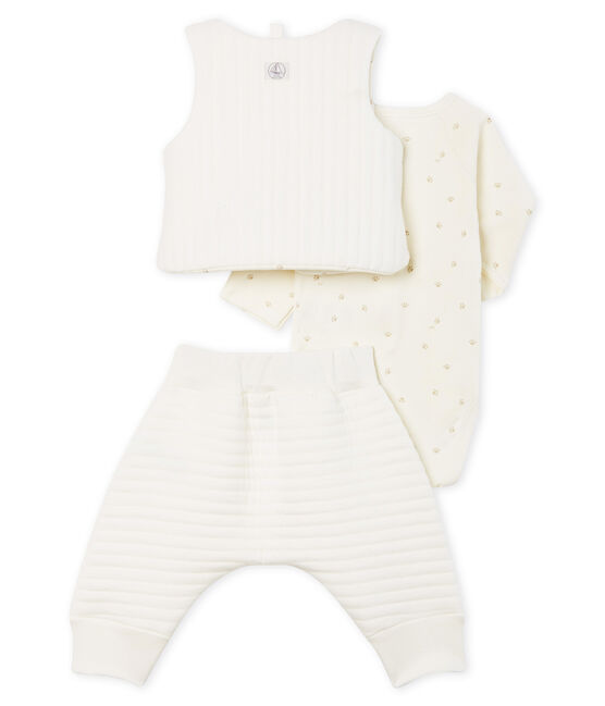 Completo tre pezzi bebè in tubique bianco MARSHMALLOW