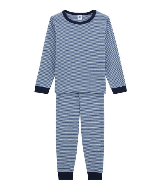 Pigiama per bambino blu LIMOGES/bianco MARSHMALLOW