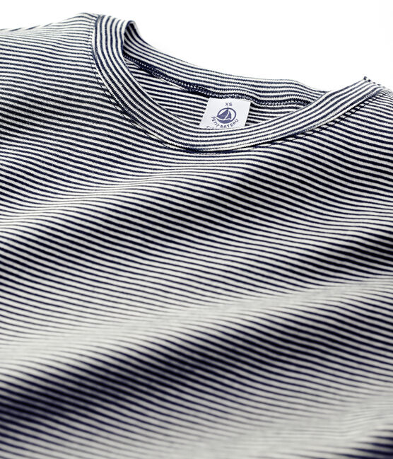 T-shirt L'ICONIQUE girocollo in cotone Donna blu SMOKING/bianco MARSHMALLOW