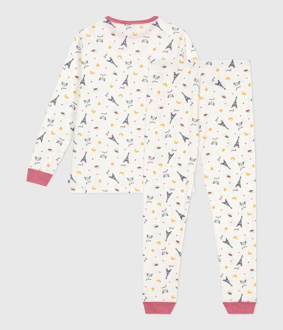 Pigiama bambino in cotone con stampa Parigi bianco MARSHMALLOW/bianco MULTICO