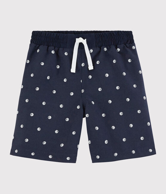 Shorts da mare riciclati bambino blu SMOKING/bianco MARSHMALLOW