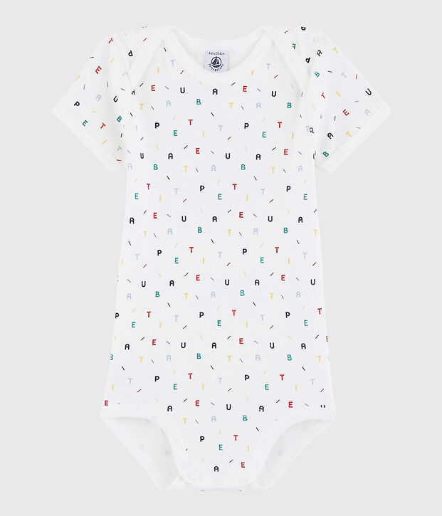 Body a manica corta beb&egrave; unisex bianco/multicolore