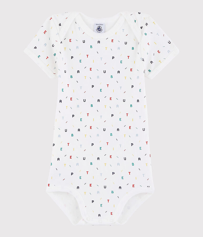 Body a manica corta beb&egrave; unisex bianco/multicolore