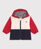Giacca a vento con stampa color block, fodera millerighe neonato rosso/multicolore