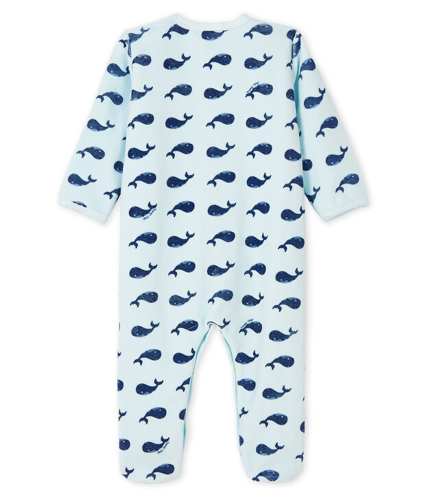 Tutina balena pigiama neonato in ciniglia blu/blu