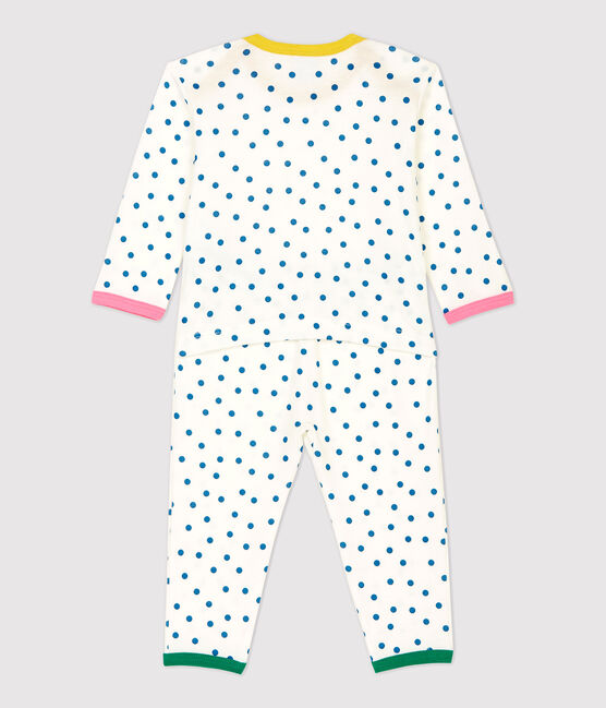 Tutina pigiama bebè a costine senza automatici in cotone bianco MARSHMALLOW/ MALLARD