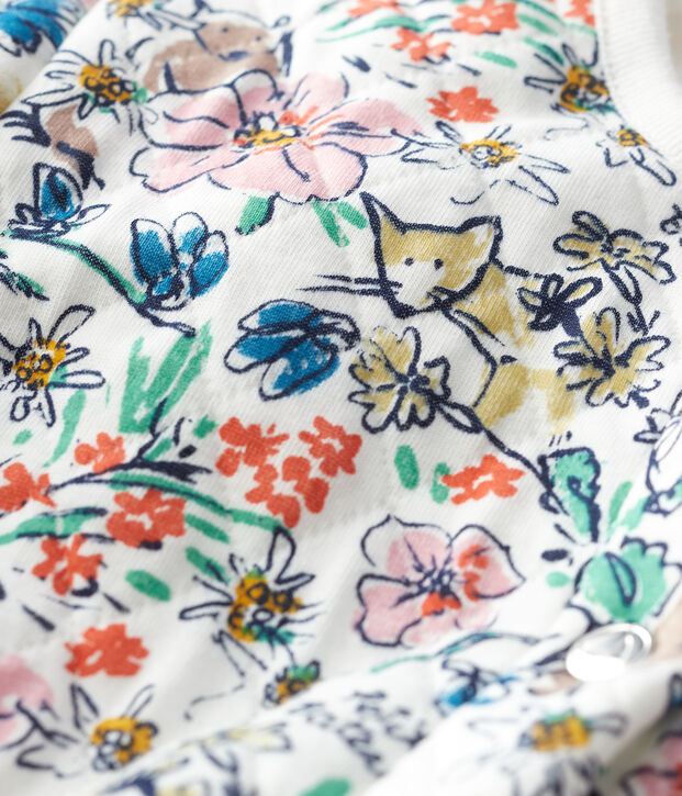 Cardigan bambina in tubique bianco/multicolore