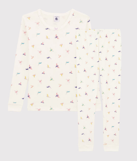 Pigiama snugfit fantasia uccello bambina a costine bianco MARSHMALLOW/bianco MULTICO