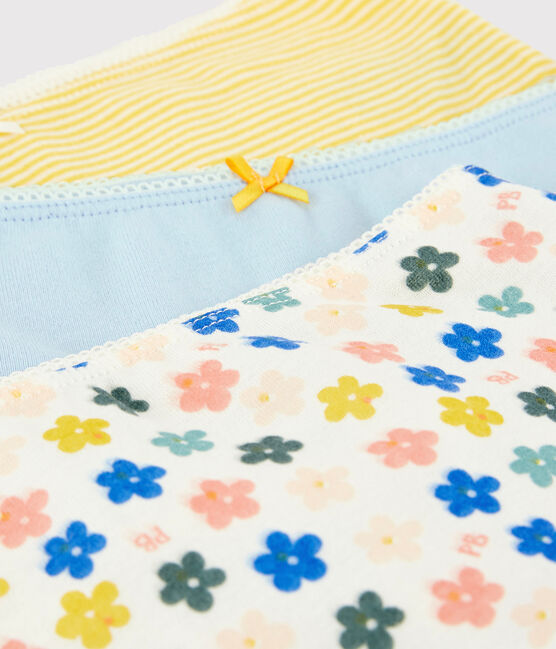 Confezione da 3 mutandine a fiori fosforescenti bambina in cotone variante 1