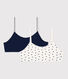 Confezione da 2 brassière cuore da bambina in cotone ed elastan