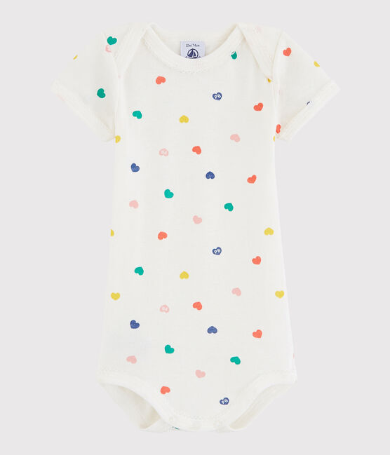 Body manica corta bebè femmina bianco MARSHMALLOW/bianco MULTICO