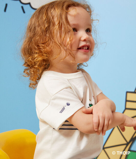 T-shirt Monsieur Madame in cotone neonato bianco MARSHMALLOW