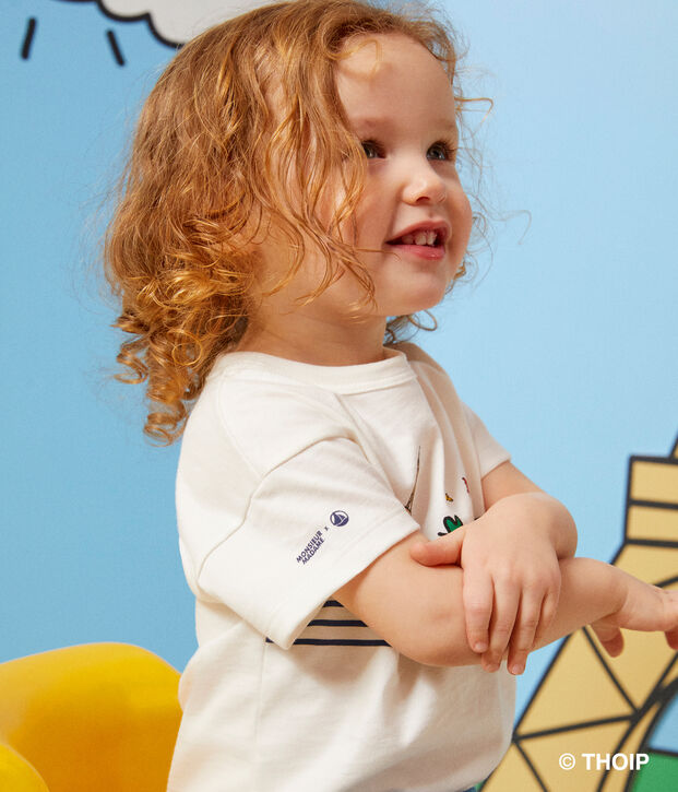 T-shirt Monsieur Madame in cotone neonato bianco