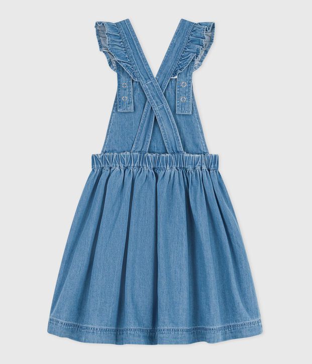 Abito salopette in cotone bambina blu