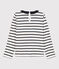 T-shirt bambina a maniche lunghe in cotone bianco MARSHMALLOW/blu SMOKING