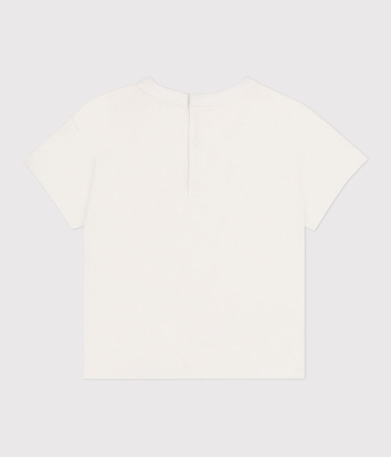 T-shirt a maniche corte in cotone tinta unita neonato bianco/blu