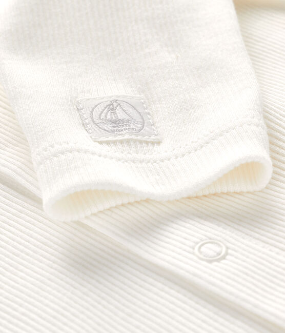 Cardigan bebè a costina 2x2 bianco MARSHMALLOW
