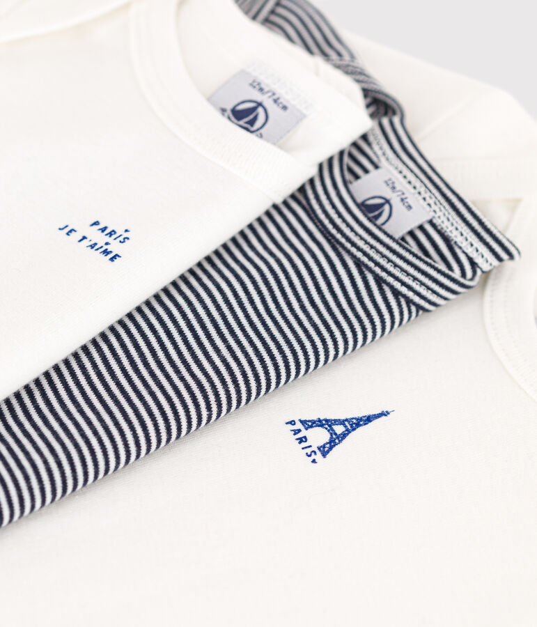 Confezione da 3 body a maniche lunghe beb&egrave; in cotone Paris multicolore