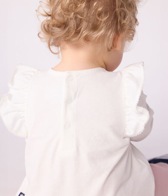 Blusa a maniche lunghe in cotone tinta unita neonato bianco MARSHMALLOW