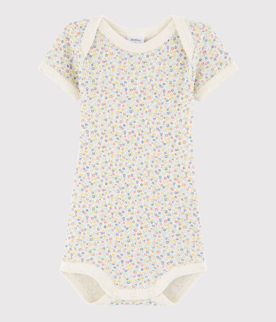 Body manica corta bebè femmina bianco MARSHMALLOW/bianco MULTICO