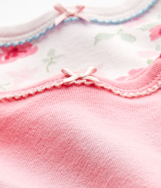 Lotto di 2 bodies per beb&eacute; femmina a maniche corte bianco