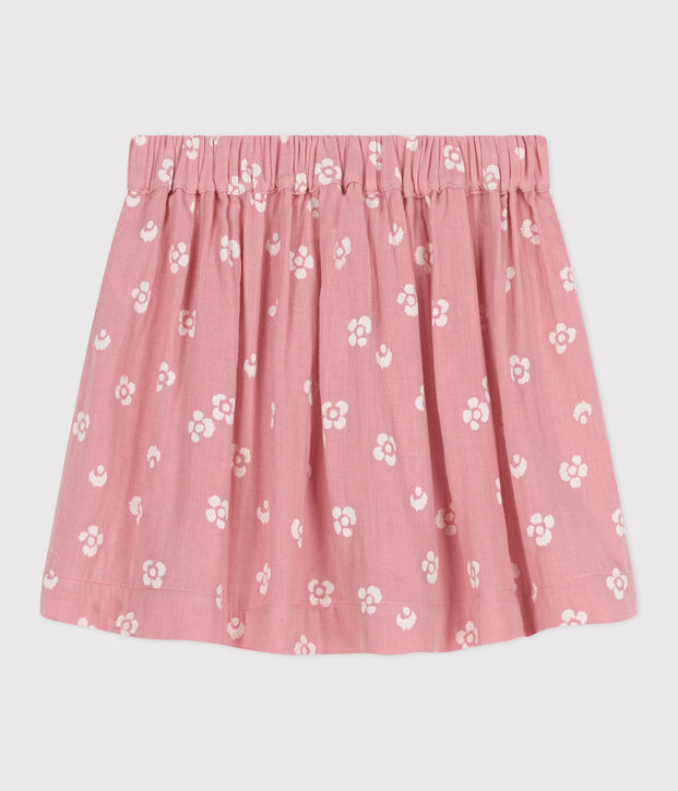 Gonna in cotone a fiori bambina rosa/bianco