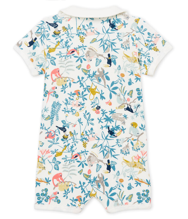 Tutina corta beb&egrave; bambina a costine bianco/multicolore