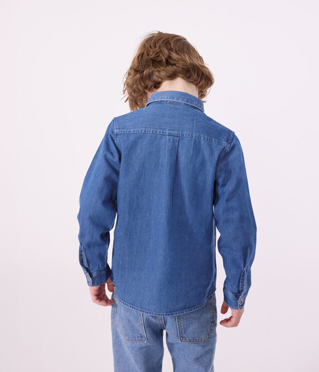 Camicia bambino in denim leggero blu