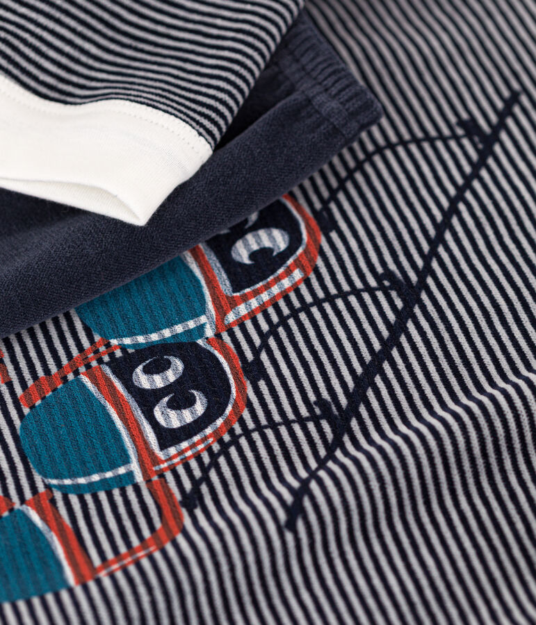 Pigiama bambino unisex in ciniglia blu/bianco